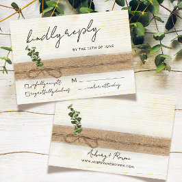 Tarjeta De Confirmación De Asistencia Boda Rústico Boho Floral Eco Wood Eucalyptus