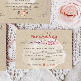 Tarjeta De Confirmación De Asistencia Boda Rústico Boho Floral Kraft