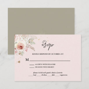 Tarjeta De Confirmación De Asistencia Boda Rústico De Boho Floral Rosa
