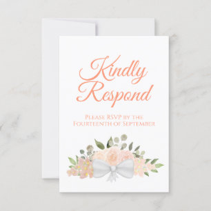 Tarjeta De Confirmación De Asistencia Boda Rústico de Bouquet de Coral Peach Floral