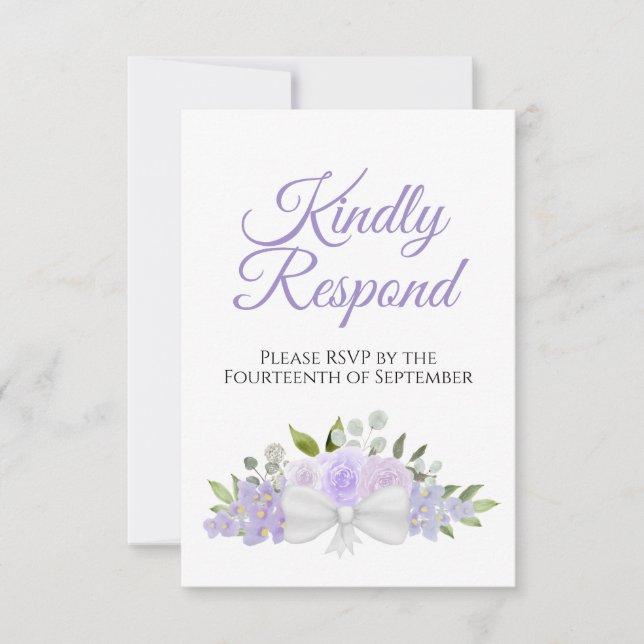 Tarjeta De Confirmación De Asistencia Boda Rústico de Lavanda Purple Floral (Anverso)