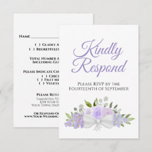Tarjeta De Confirmación De Asistencia Boda Rústico de Lavanda Purple Floral