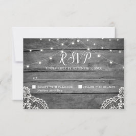 Tarjeta De Confirmación De Asistencia Boda Rústico De Luces De Madera