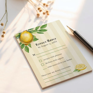 Tarjeta De Confirmación De Asistencia Boda Rústico del cítrico amarillo limón de color a