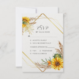 Tarjeta De Confirmación De Asistencia Boda Rústico del girasol de color de agua