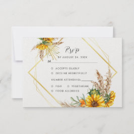 Tarjeta De Confirmación De Asistencia Boda Rústico del girasol de color de agua