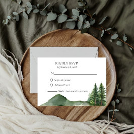 Tarjeta De Confirmación De Asistencia Boda Rústico del Pino Forestal de la Montaña de la