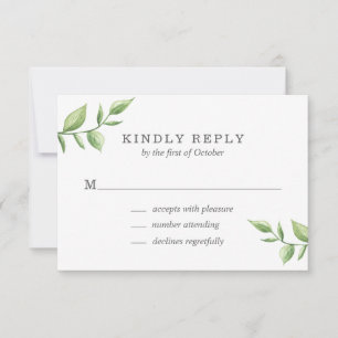 Tarjeta De Confirmación De Asistencia Boda Rústico Elegante de Vegetación
