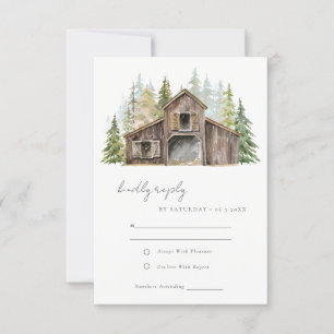 Tarjeta De Confirmación De Asistencia Boda Rústico Elegante del Bosque Pine Woods