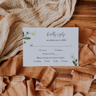 Tarjeta De Confirmación De Asistencia Boda Rústico Floral de margarita blanca