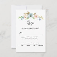 Boda Rústico Floral Elegante Azul Dusty