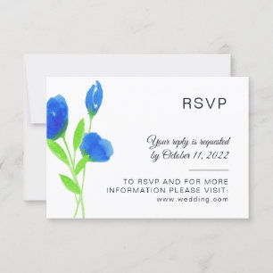 Tarjeta De Confirmación De Asistencia Boda Rústico Flores silvestres azules simple acuar