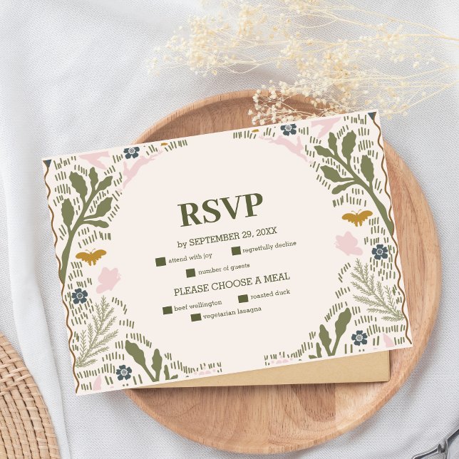 Tarjeta De Confirmación De Asistencia Boda Rústico Green Woodland Fern (Subido por el creador)