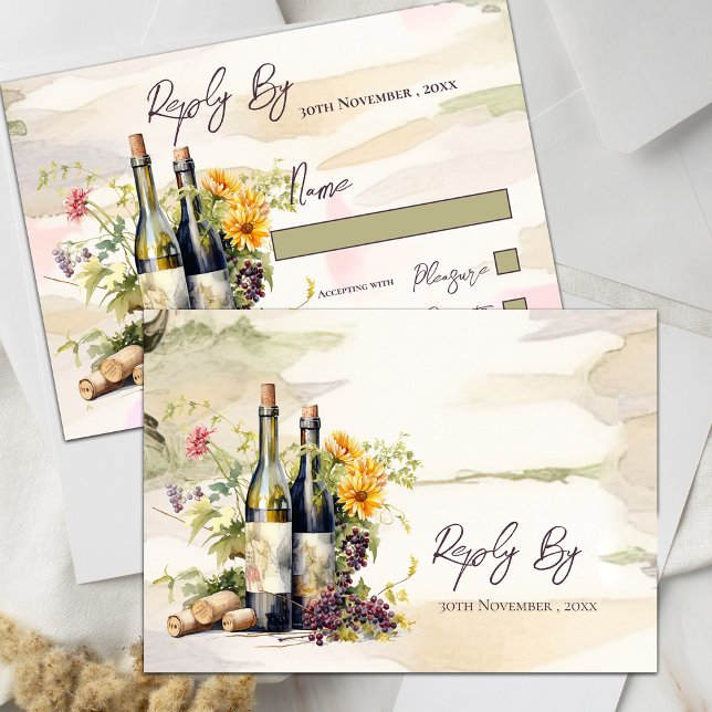 Tarjeta De Confirmación De Asistencia Boda Rústico Inspirado en la Grapevina de la moda (Chic Winery Rustic Grapevine-Inspired Wedding RSVP Card)