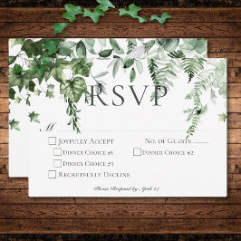 Tarjeta De Confirmación De Asistencia Boda Rústico Ivy & Sage Green Dinner