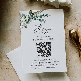 Tarjeta De Confirmación De Asistencia Boda Rústico Sage QR Code Greenery