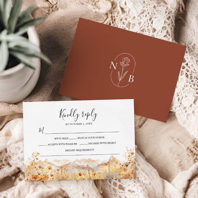 Tarjeta De Confirmación De Asistencia Boda Rústico Terracotta Fall Mountain (Subido por el creador)