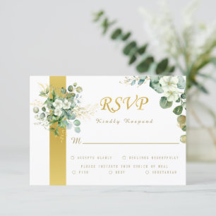 Tarjeta De Confirmación De Asistencia Boda Rústico Verde de Eucalyptus Wreath Sage