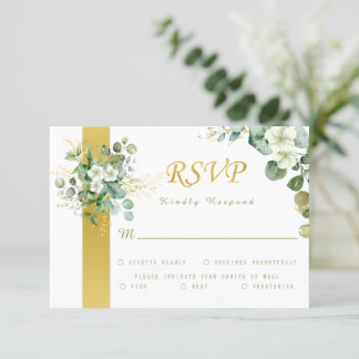 Tarjeta De Confirmación De Asistencia Boda Rústico Verde de Eucalyptus Wreath Sage