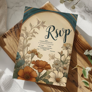 Tarjeta De Confirmación De Asistencia Boda Sage Green Art Nouveau Alphonse Mucha