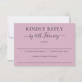 Tarjeta De Confirmación De Asistencia Boda Script Blush Rosa Responder Amablemente