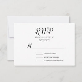Tarjeta De Confirmación De Asistencia Boda sencillo de escritura Minimalista en blanco y