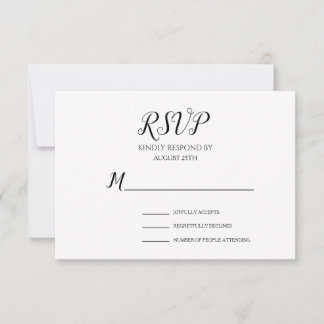 Tarjeta De Confirmación De Asistencia Boda sencillo de escritura Minimalista en blanco y