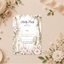 Tarjeta De Confirmación De Asistencia Boda Serenidad en Jardín Romántico de Cello