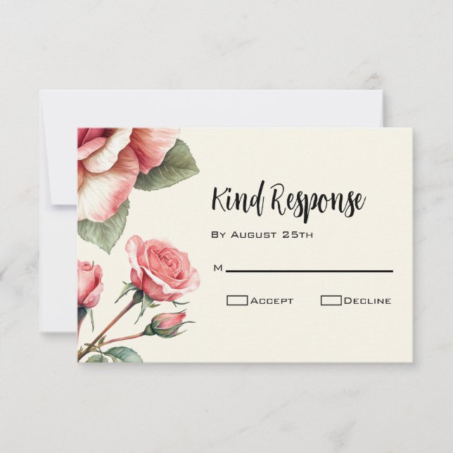 Tarjeta De Confirmación De Asistencia Boda Shabby Pink Rose (Anverso)
