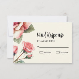 Tarjeta De Confirmación De Asistencia Boda Shabby Pink Rose