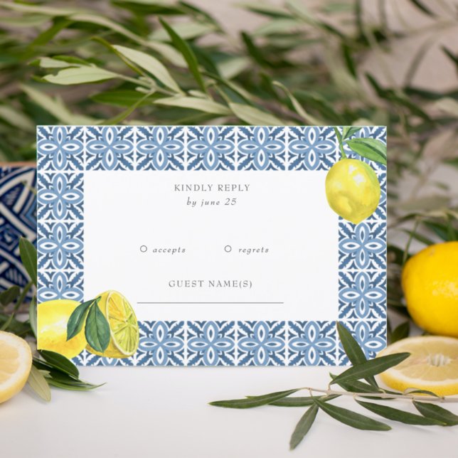 Tarjeta De Confirmación De Asistencia Boda Siciliano de Blue Tiles Lemon (Subido por el creador)