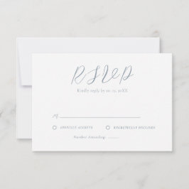 Tarjeta De Confirmación De Asistencia Boda simple azul polvoriento minimalista y blanco