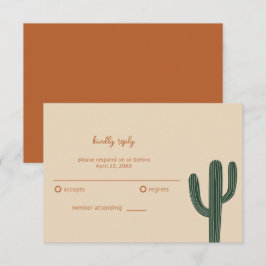 Tarjeta De Confirmación De Asistencia Boda Simple Boho Desierto