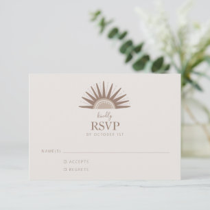 Tarjeta De Confirmación De Asistencia Boda Simple Boho Sol Marrón y Taupe