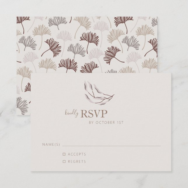 Tarjeta De Confirmación De Asistencia Boda Simple Botánico Neutral Naturaleza Boho (Anverso / Reverso)