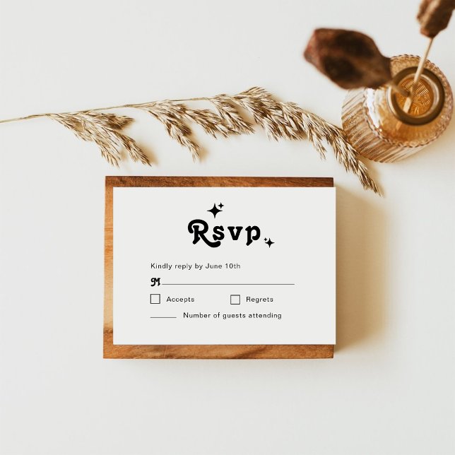 Tarjeta De Confirmación De Asistencia Boda Simple Chic Retro (Subido por el creador)