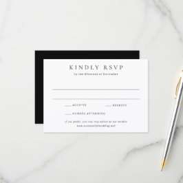 Tarjeta De Confirmación De Asistencia Boda Simple Clásica en Blanco y Negro