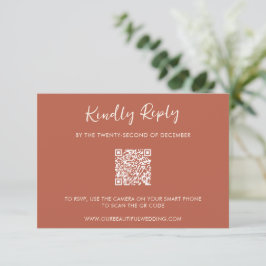 Tarjeta De Confirmación De Asistencia Boda Simple Código QR de Cobre Moderno