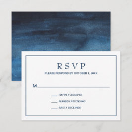 Tarjeta De Confirmación De Asistencia Boda simple de borde azul de la marina
