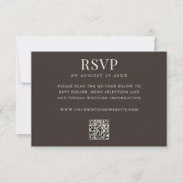 Tarjeta De Confirmación De Asistencia Boda Simple de Código QR Moderno Marrón