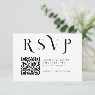 Tarjeta De Confirmación De Asistencia Boda simple de color blanco y negro de foto mínima