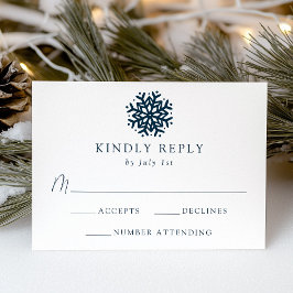 Tarjeta De Confirmación De Asistencia Boda Simple de Copo de Nieve de Marina