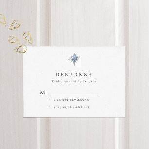 Tarjeta De Confirmación De Asistencia Boda simple de guiño azul