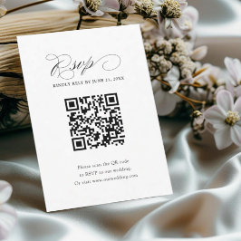 Tarjeta De Confirmación De Asistencia Boda Simple en Código QR Negro y Blanco