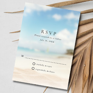 Tarjeta De Confirmación De Asistencia Boda Simple en la Playa