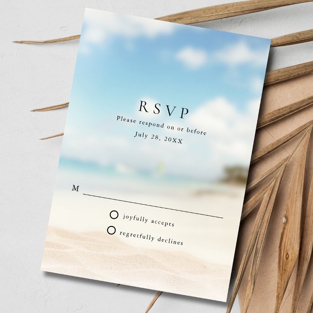 Tarjeta De Confirmación De Asistencia Boda simple en la playa (Simple Beach Wedding RSVP Card)