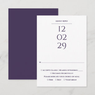 Tarjeta De Confirmación De Asistencia Boda Simple Fecha Especial Púrpura