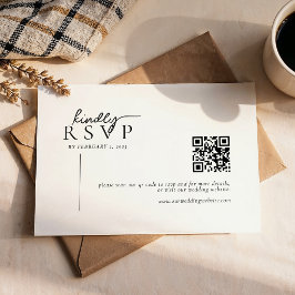 Tarjeta De Confirmación De Asistencia Boda Simple Línea Moderna Código Qr