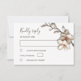 Tarjeta De Confirmación De Asistencia Boda Simple Magnolia Marfil 3D