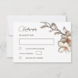Tarjeta De Confirmación De Asistencia Boda Simple Magnolia Marfil 3D